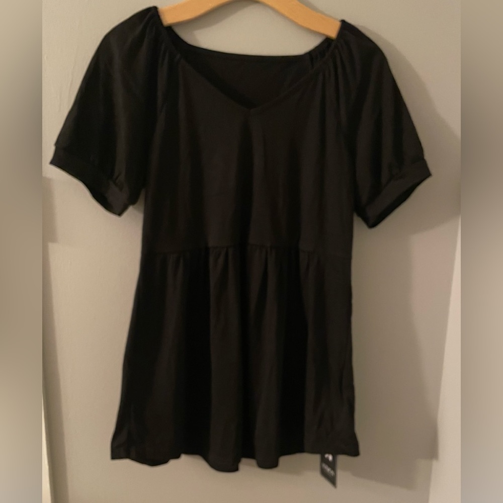 Black Puff Sleeve Peplum Top - New with tags